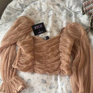 Women's Tan Ruched Top